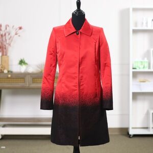 St. John Red and Black Trench Coat